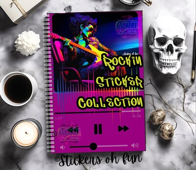 Reusable Sticker Book: Rockin Guitar, 24 Pages, Perfect Sticker Storage, Sticker Organizer, Custom Handmade Sticker Album, MADE TO ORDER - image1